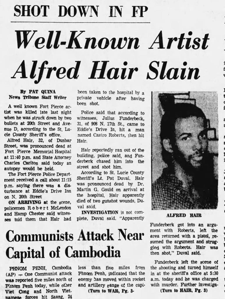 Alfred Hair Highwaymen Murder News Tribune 1970